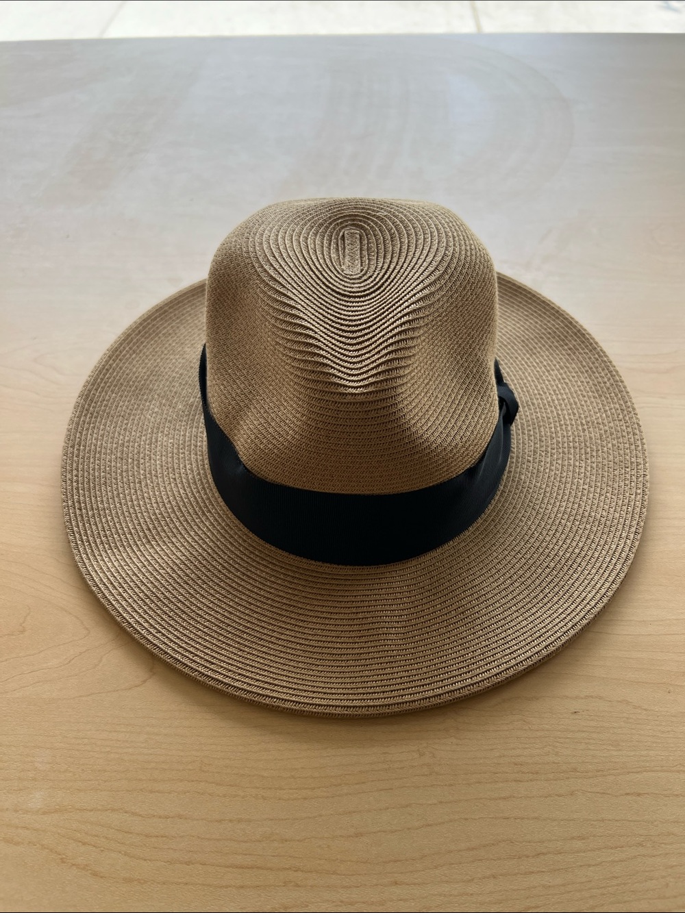 Men's Straw Fedora Hat with Black Band - Tan